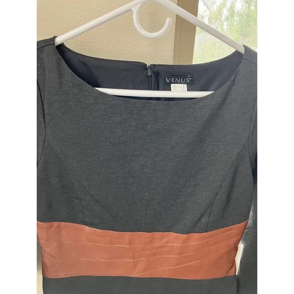 Venus Dress Womens Brown Black Colorblock Fitted Career Office 3/4 Sleeve - Picture 2 of 9